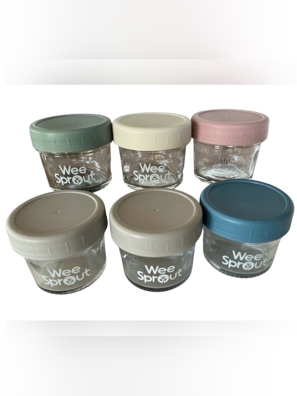 Wee Sprout Baby Food 2oz Glass Jars For Storage with Silicone Lids- 6